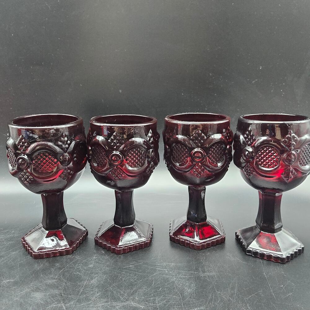 Avon Cape Cod Red Glass Goblets Small Sherry Glass Vintage Gothic Romantic